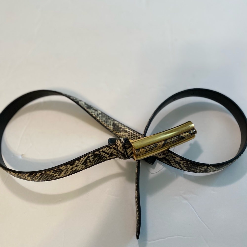 Harve Benard - Faux brown/black snakeskin 1/2” w/gold clip buckle, Size: M